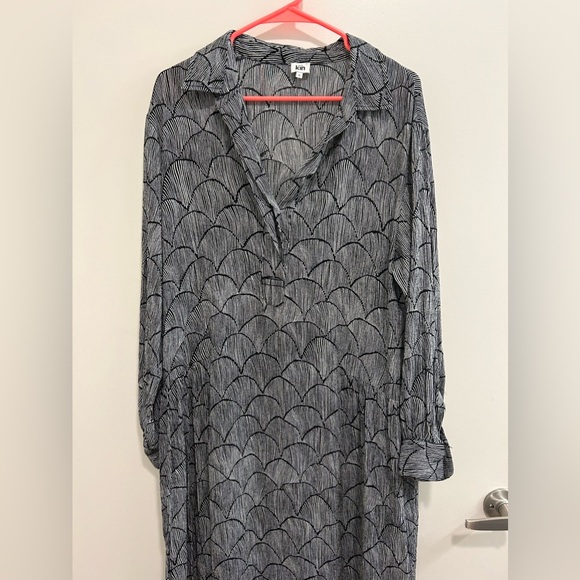 KIN by John Lewis Half Placket Dress Sz 12 Rishiri black white Viscose - Picture 3 of 11